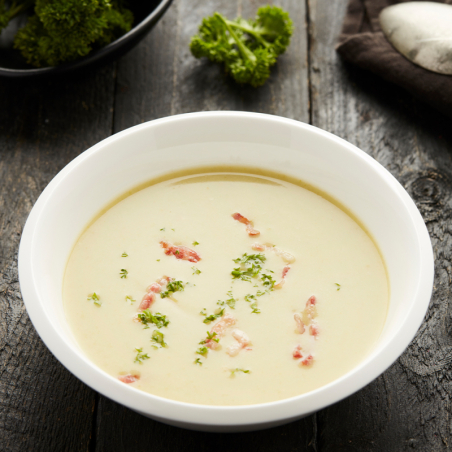 Velouté van erwten met spek